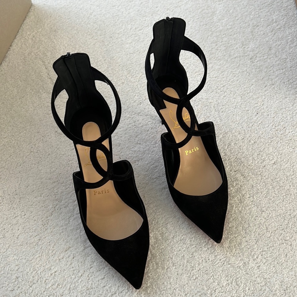 Christian Loubiton Rosas 85 black stilettos